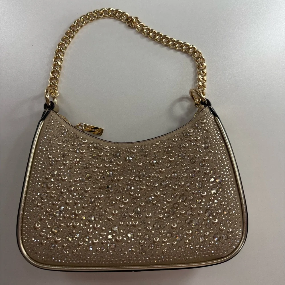 Michael Kors Gold Crystal Embellished Shoulder Bag - Picture 2 of 5